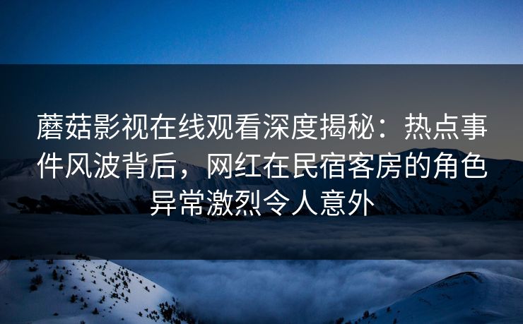 蘑菇影视在线观看深度揭秘：热点事件风波背后，网红在民宿客房的角色异常激烈令人意外
