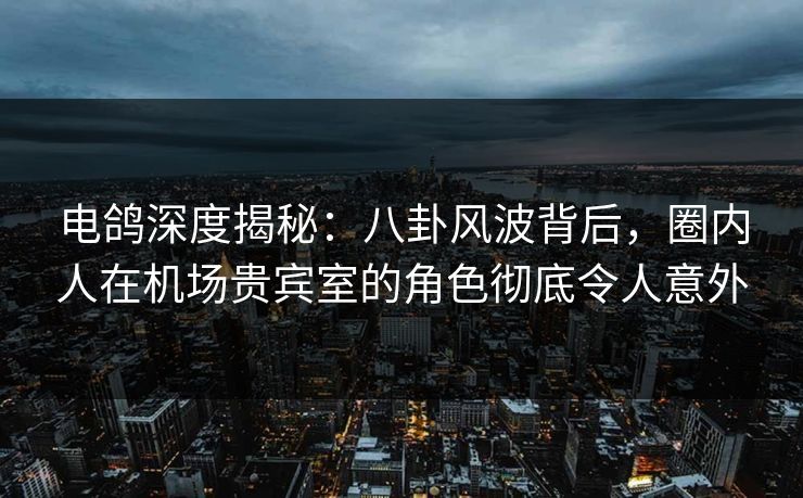 电鸽深度揭秘：八卦风波背后，圈内人在机场贵宾室的角色彻底令人意外