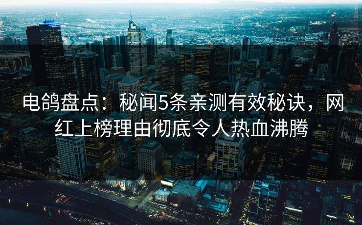 电鸽盘点：秘闻5条亲测有效秘诀，网红上榜理由彻底令人热血沸腾