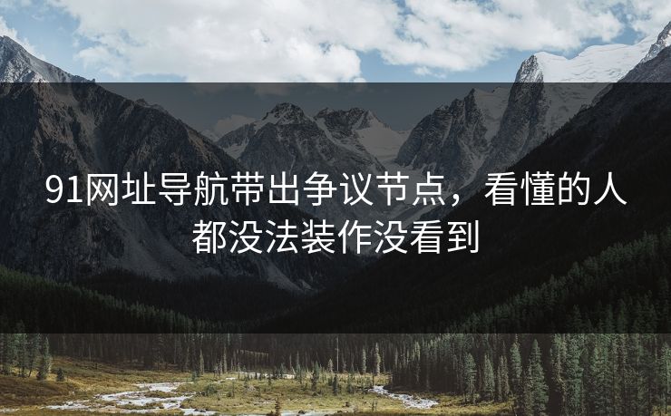 91网址导航带出争议节点，看懂的人都没法装作没看到